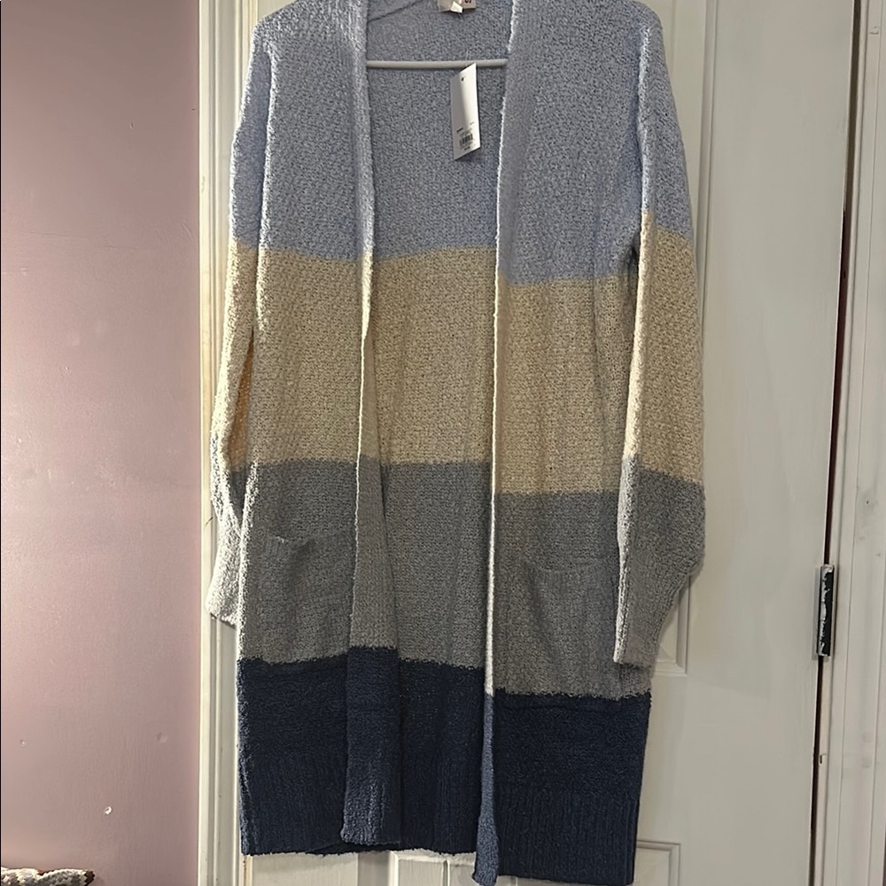 SO Color block Open Front Cardigan Sweater